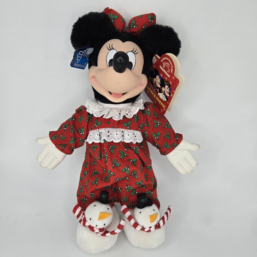 VTG 80's DISNEY Applause Bedtime Christmas MINNIE‎ MOUSE Plush  12" w/ Tags